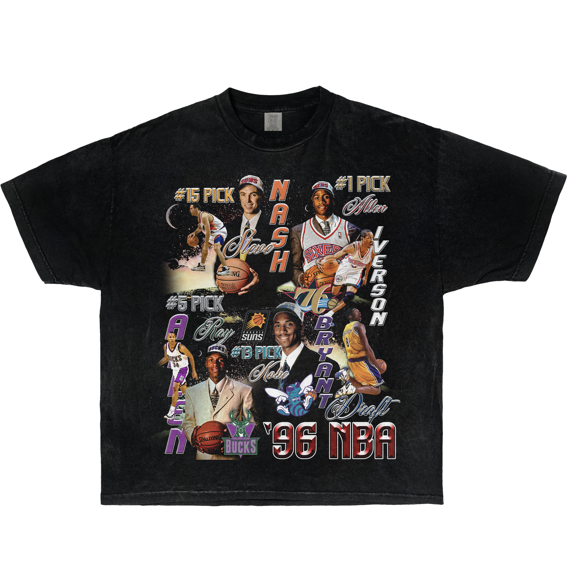 1996 Draft Stars NBA Basketball Boxy Vintage Graphic Tee Streetwear Y2K