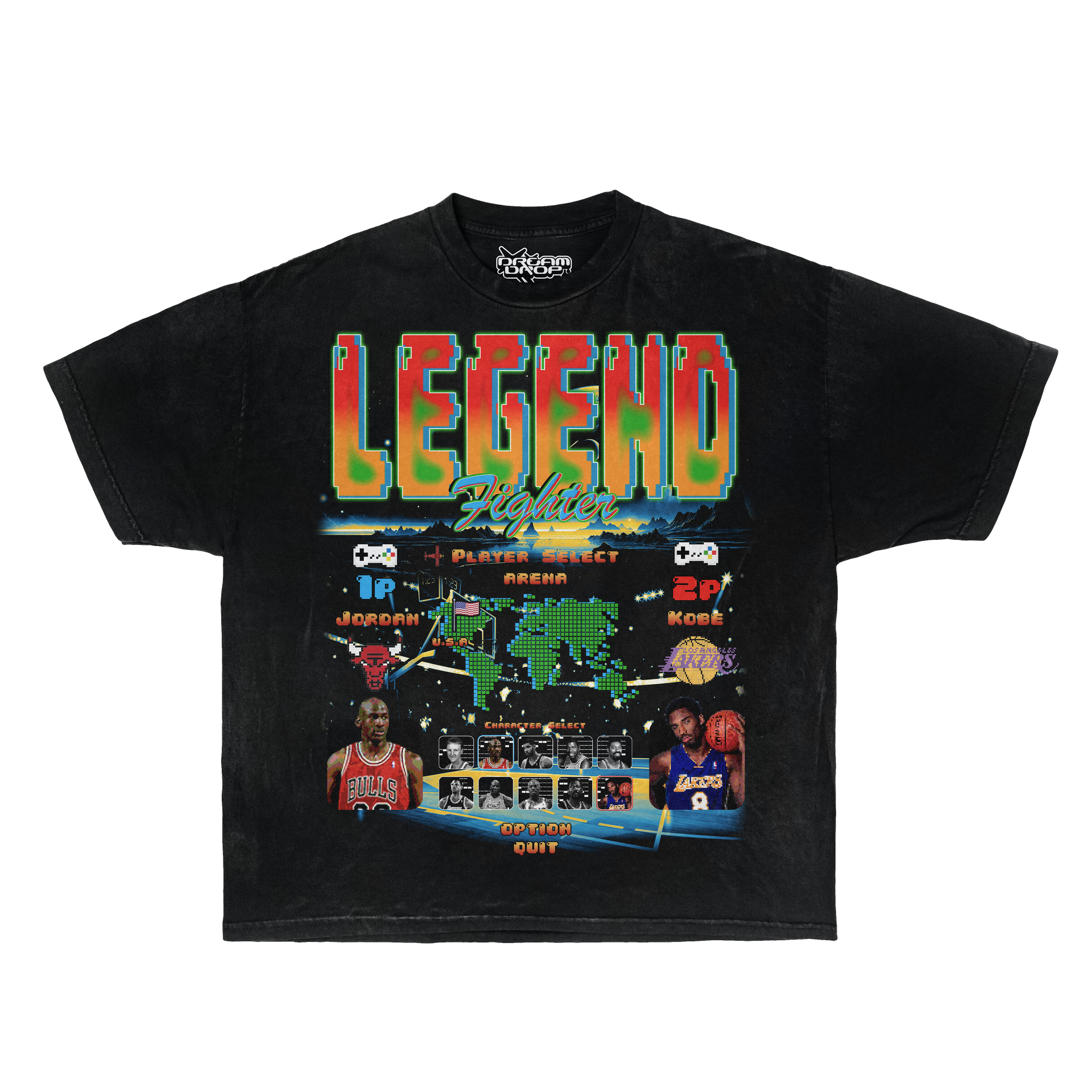 Arcade NBA Legends Fighter Boxy Shirt Vintage Basketball Graphic Tees Streetwear Y2K