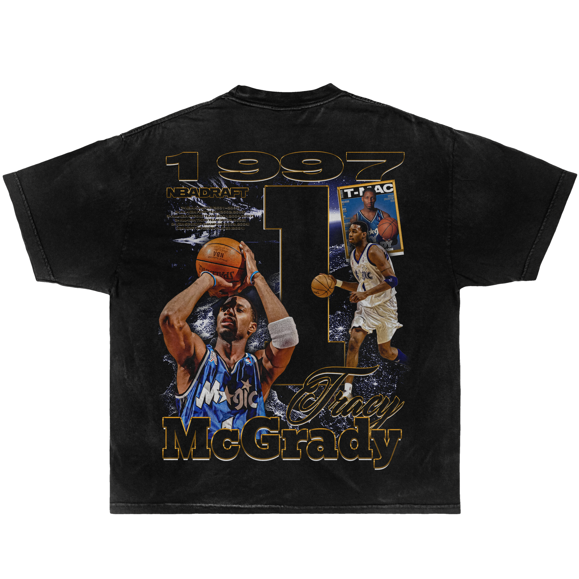 1997 T-Mac Magic Draft Tracy McGrady Boxy Vintage Graphic Basketball Tee Streetwear Y2K