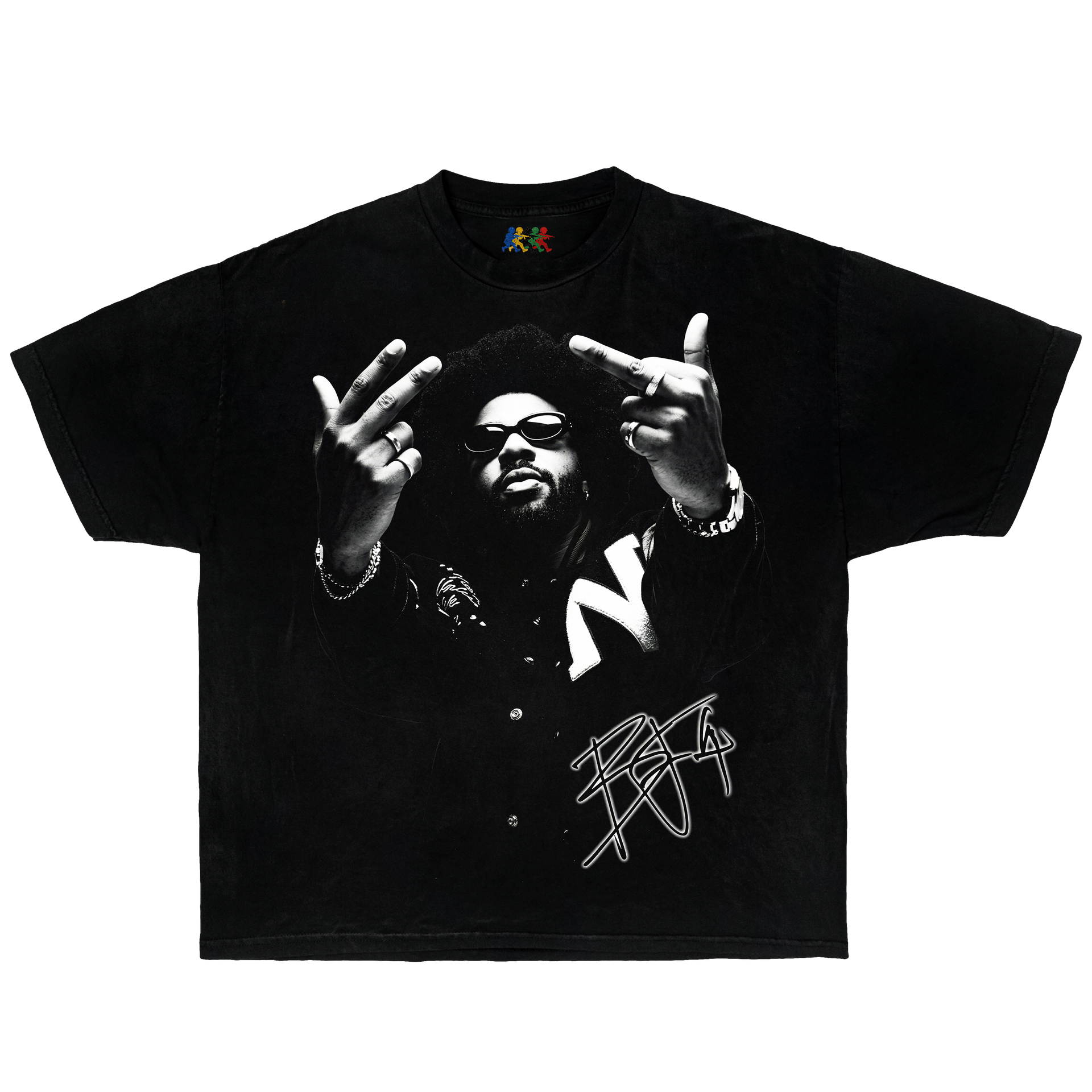 Black Brent Faiyaz graphic T-shirt featuring a black and white portrait with signature detail in vintage Y2K streetwear style