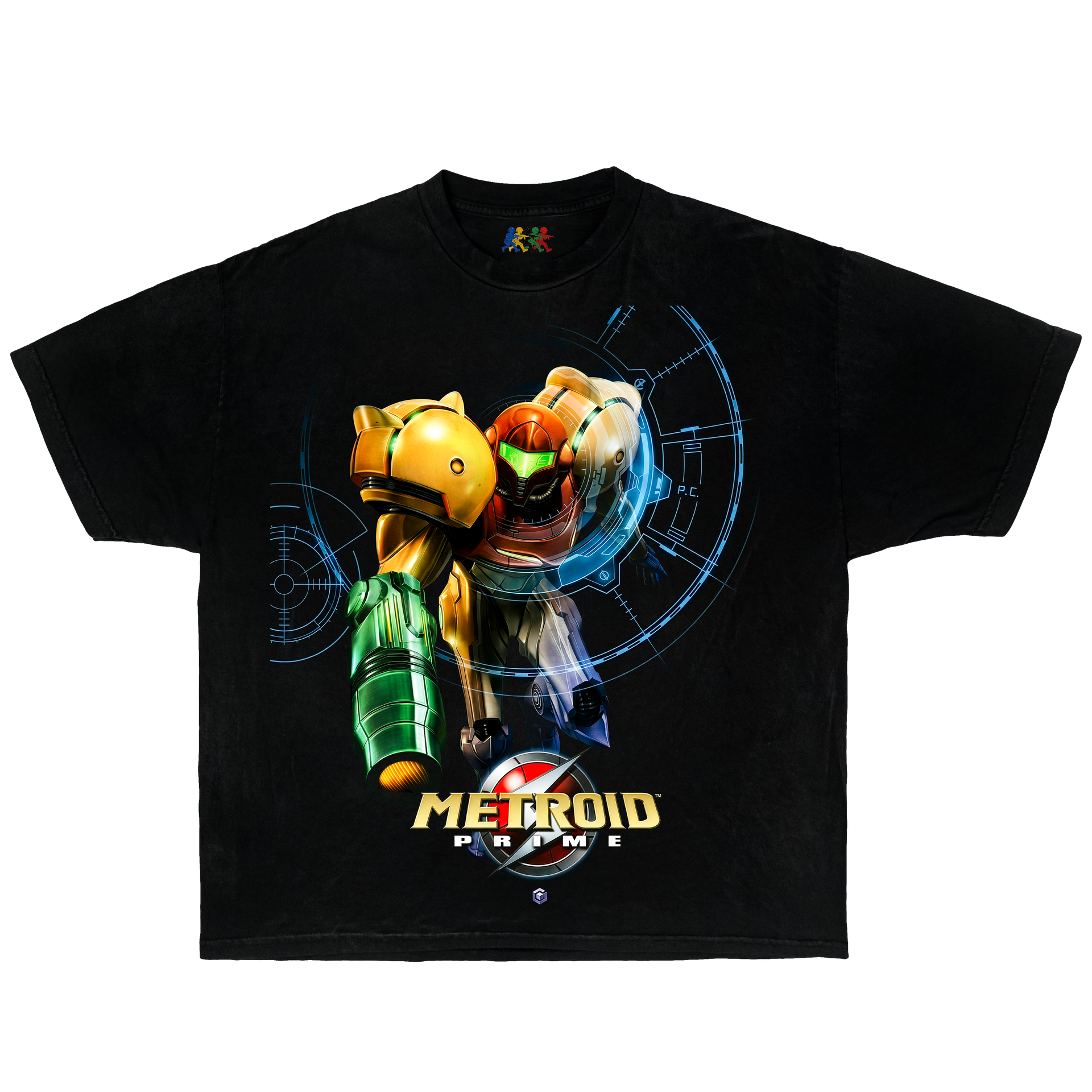 Metroid Prime Vintage Gaming Graphic T-Shirt Black – Samus Aran Nintendo GameCube Bootleg Boxy Oversized Y2K Tee