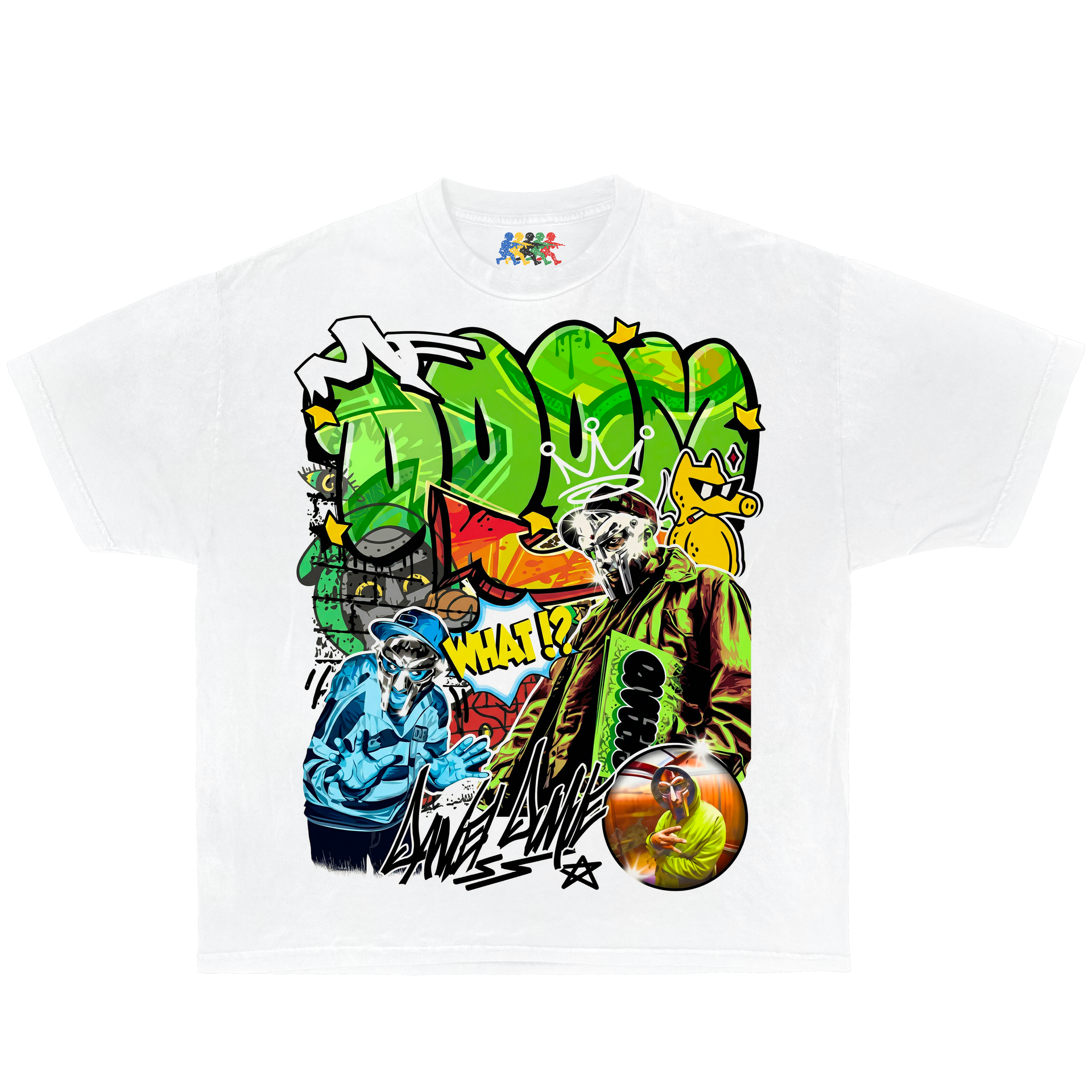 MF DOOM Vintage Rap Graphic T-Shirt White – Graffiti Hip Hop Bootleg Double Sided Boxy Oversized Y2K Tee