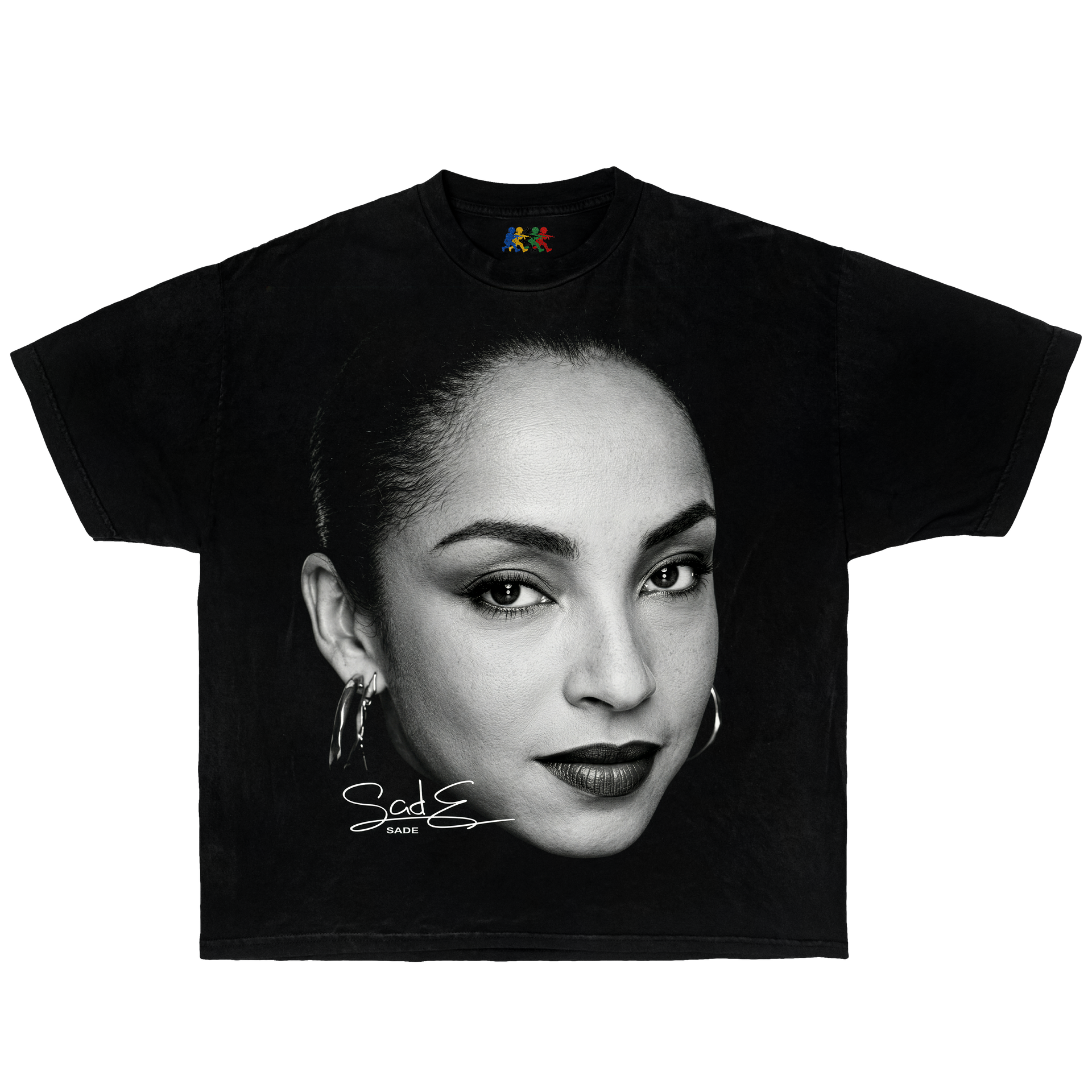 Black Sade graphic T-shirt featuring a black and white portrait design in vintage R&B soul streetwear style