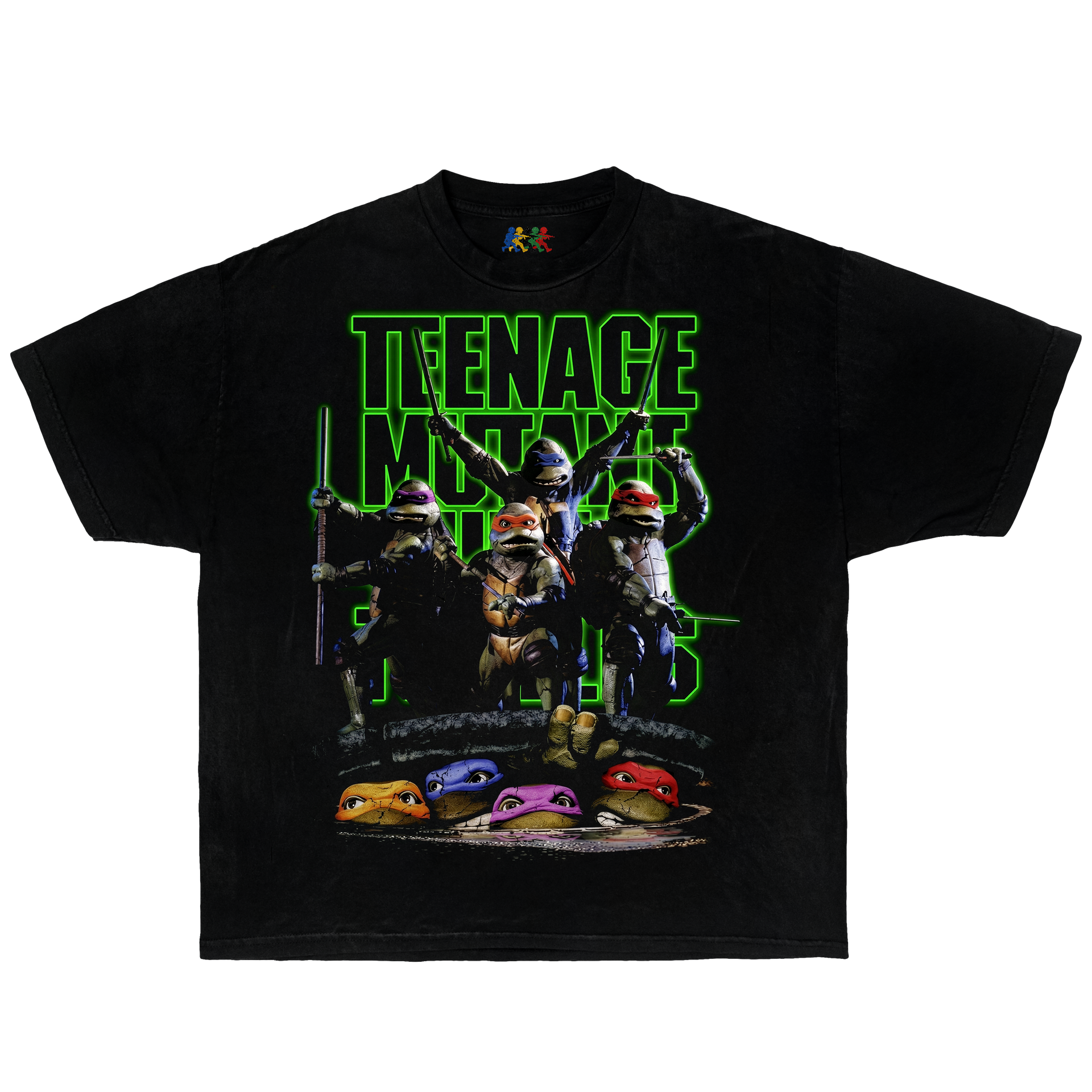 Teenage Mutant Ninja Turtles Vintage Movie Graphic T-Shirt Black – TMNT Bootleg Boxy Oversized Y2K Tee