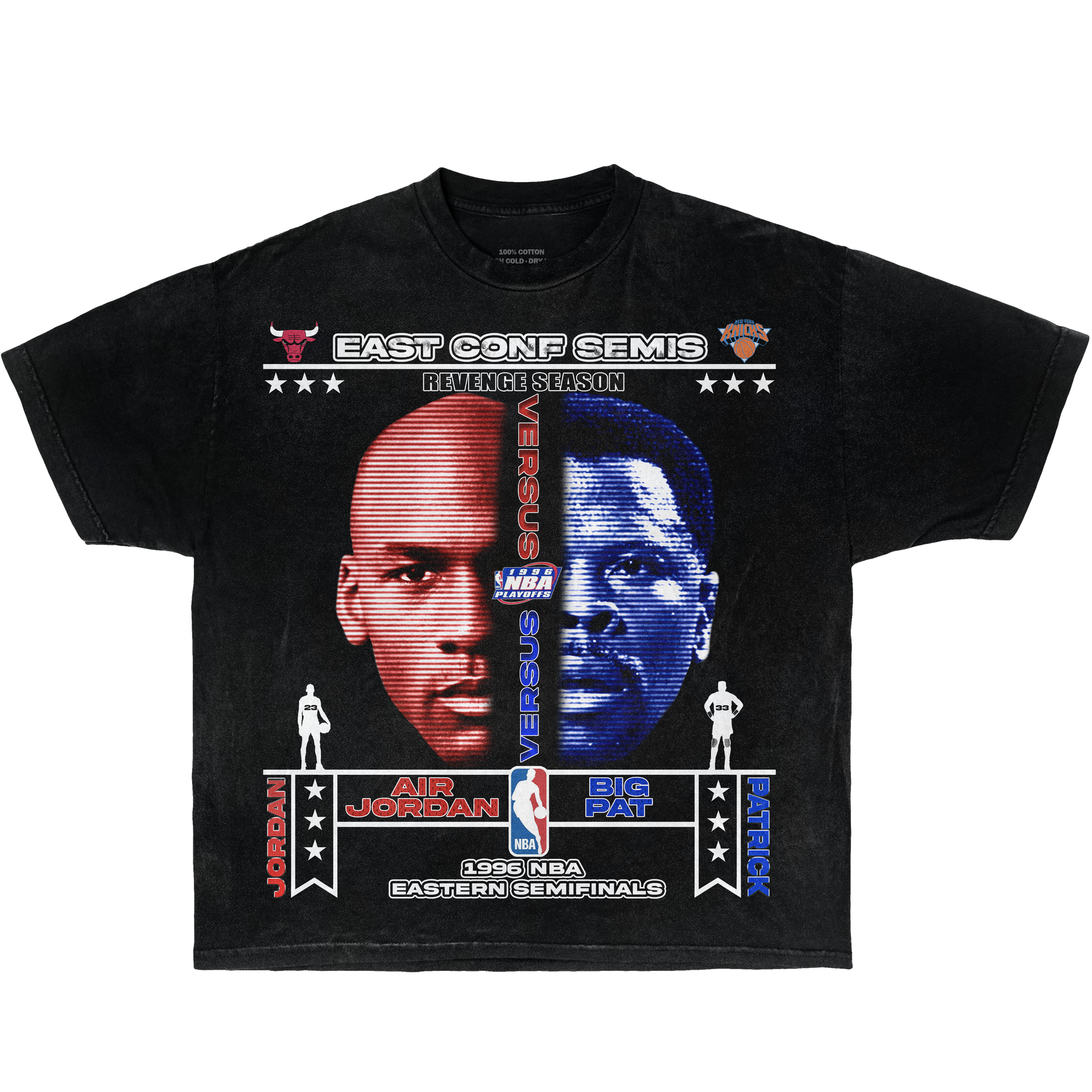 1996 Eastern Semifinals Playoffs Jordan vs Pat Boxy Vintage Graphic Basketball Tee Streetwear Y2K