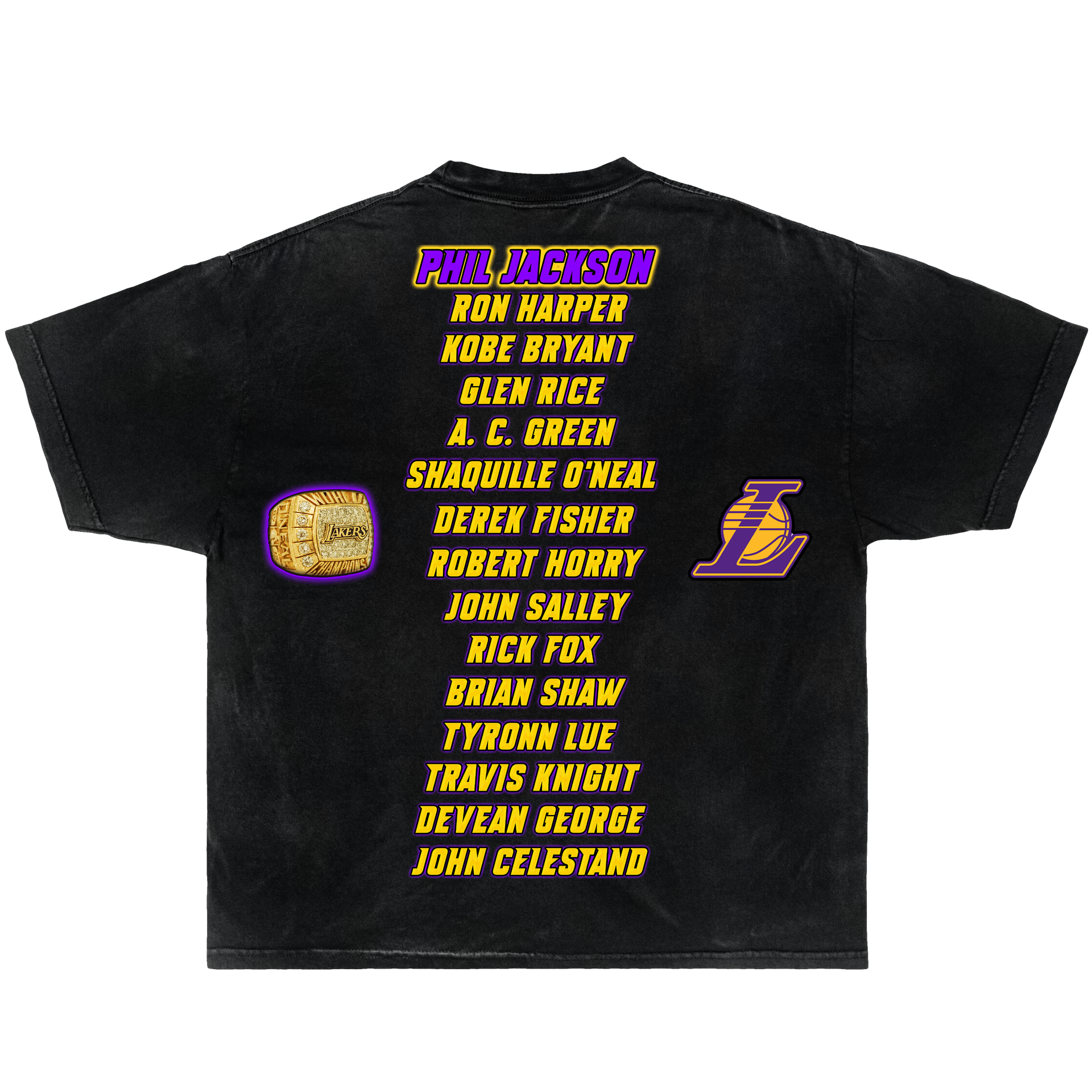 NBA 2000 Championship Lakers Kobe Shaq Boxy Vintage Graphic Basketball Tee Streetwear Y2K