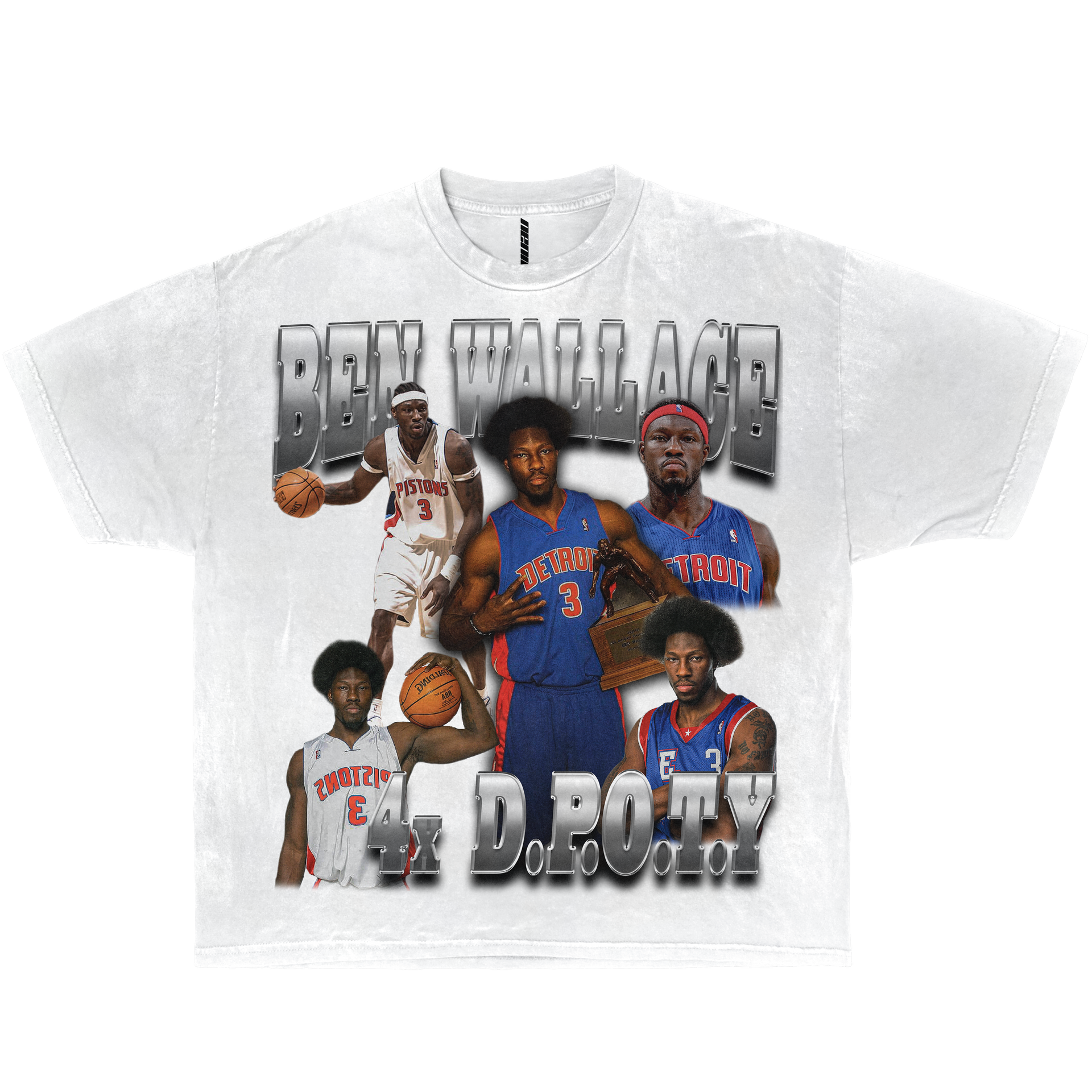 Ben Wallace 4x Defensive POTY Detroit Pistons Boxy Vintage Graphic Basketball Tee Streetwear Y2K