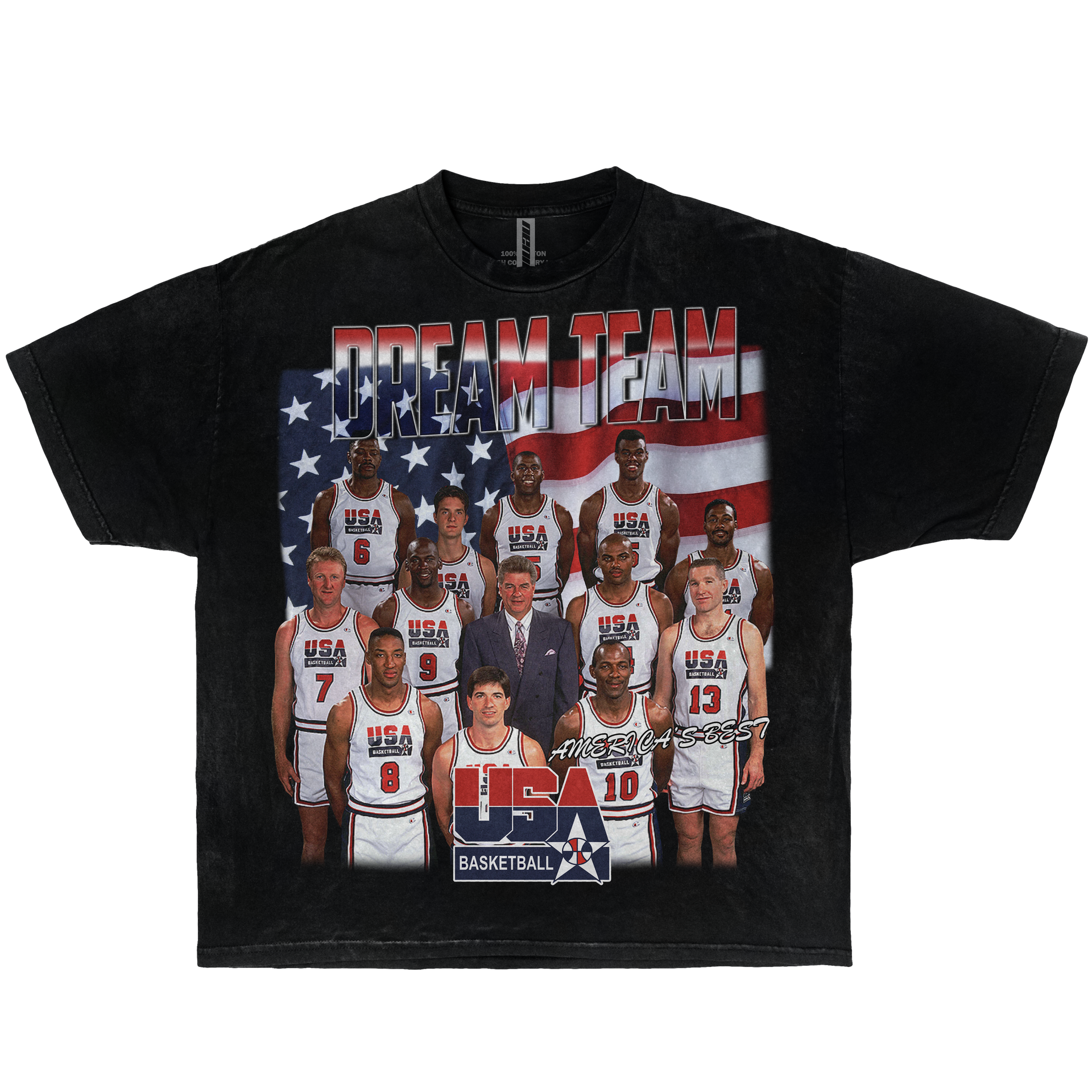 NBA Dream Team Photoshoot USA 1992 Boxy Vintage Graphic Basketball Tee Streetwear Y2K