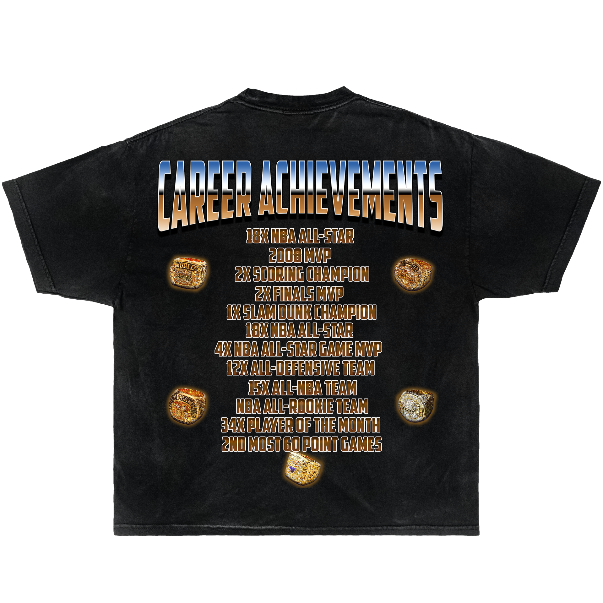 Kobe Bryant Flip Off Career Awards Boxy Vintage Graphic Basketball Tee Streetwear Y2K