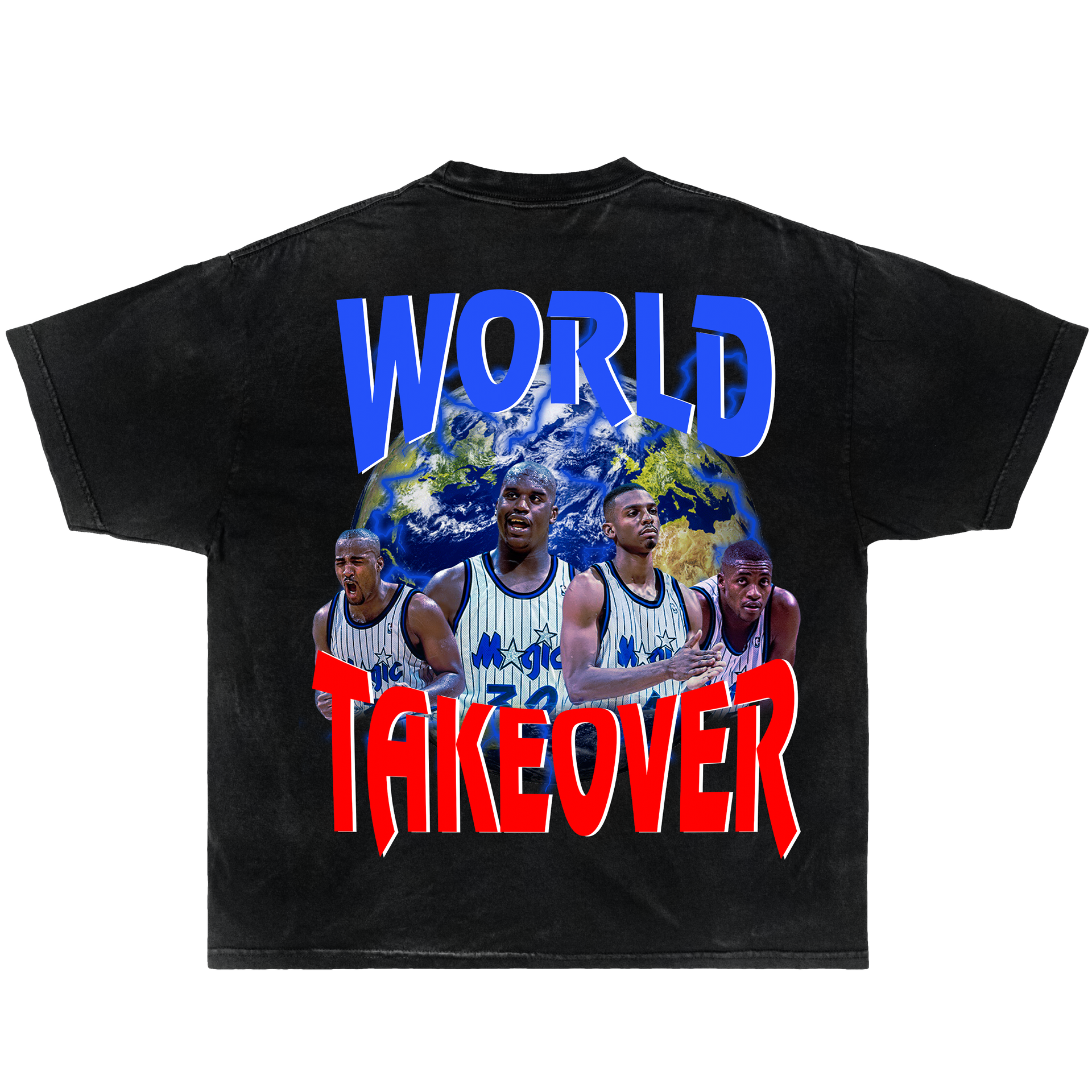 Orlando Magic World Takeover Shaq Penny Hardaway Boxy Vintage Shirt Streetwear Y2K Graphic Basketball Tees