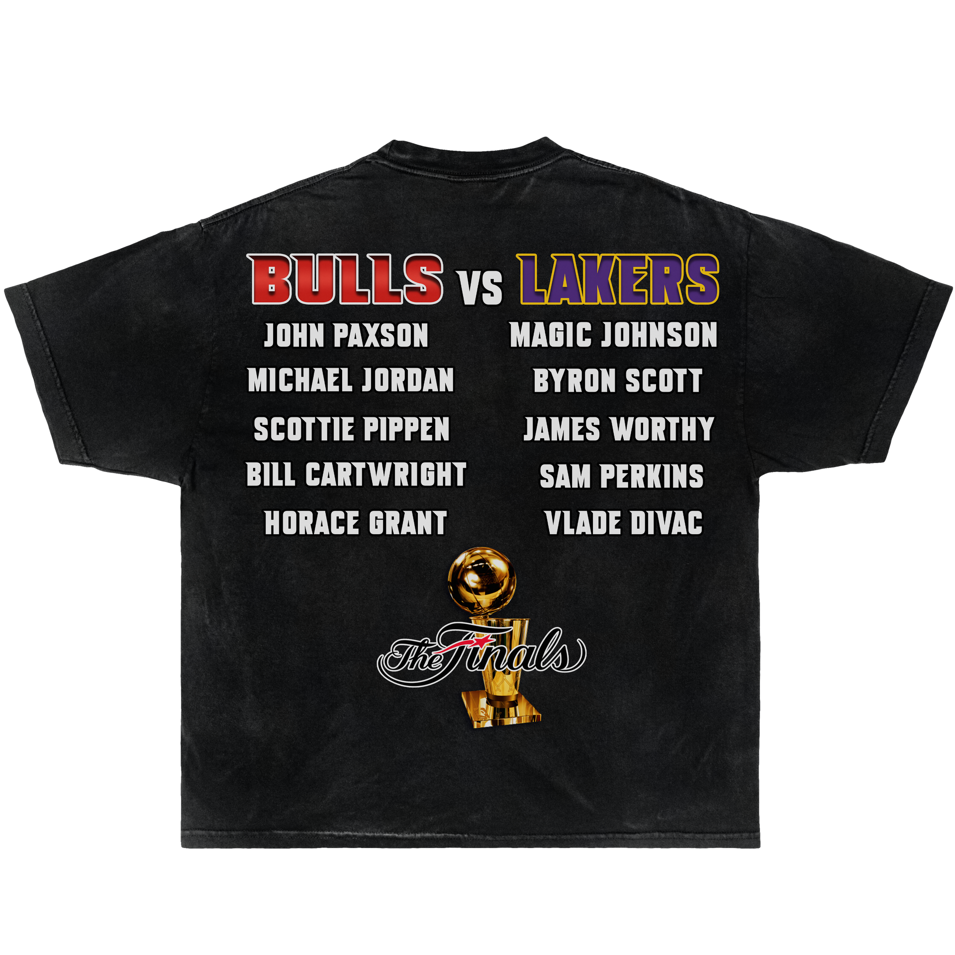 NBA 1991 Finals Lakers Vs Bulls Jordan & Magic Boxy Vintage Graphic Basketball Tee Streetwear Y2K