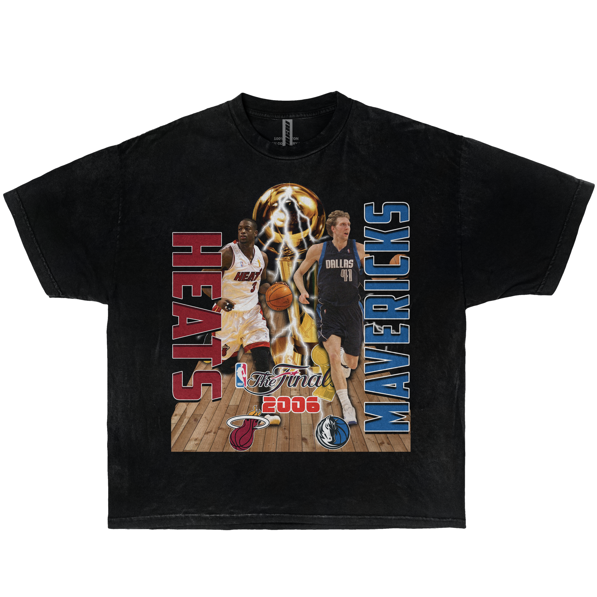 NBA 2006 Finals Heats Vs Dallas Boxy Vintage Graphic Basketball Tee Streetwear Y2K