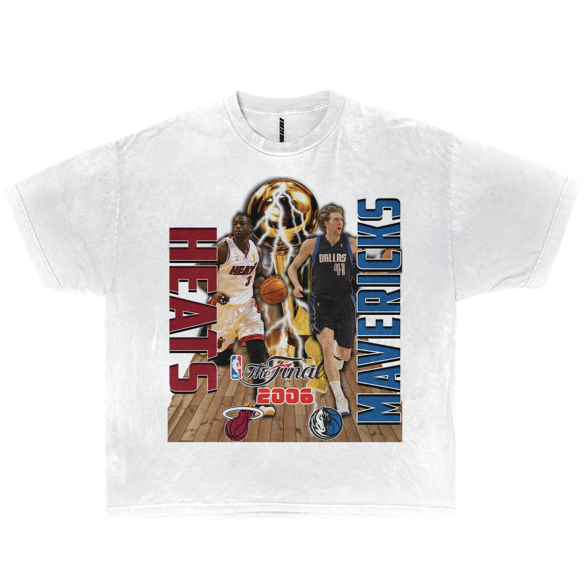 NBA 2006 Finals Heats Vs Dallas Boxy Vintage Graphic Basketball Tee Streetwear Y2K