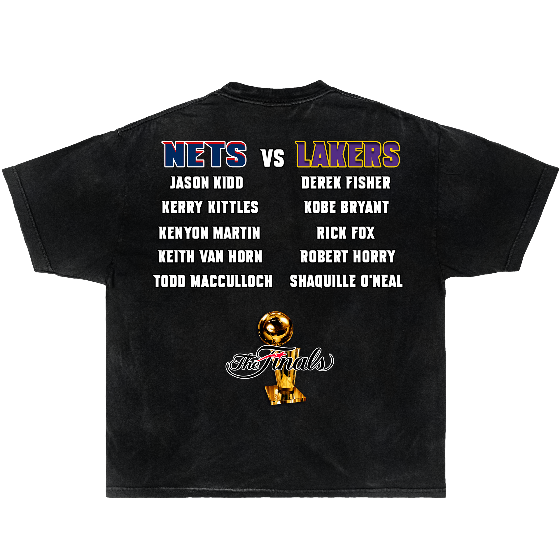 NBA 2002 Finals Nets Vs Lakers Kobe Bryant & Jason Kidd Boxy Vintage Graphic Basketball Tee Streetwear Y2K