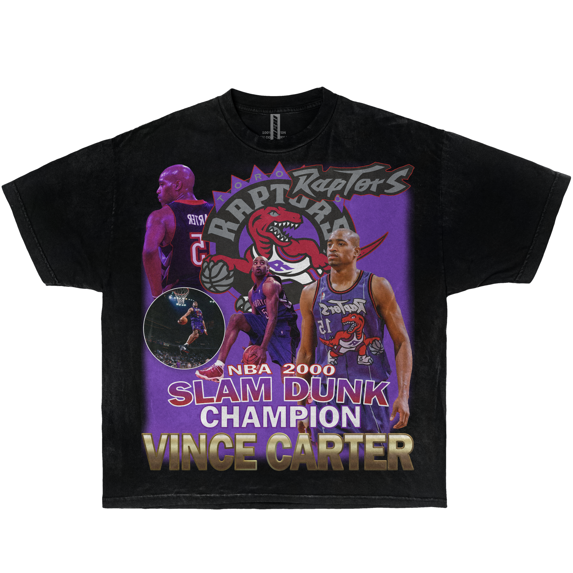 NBA 2000 Vince Carter Slam Dunk Champion Boxy Vintage Graphic Basketball Tee Streetwear Y2K