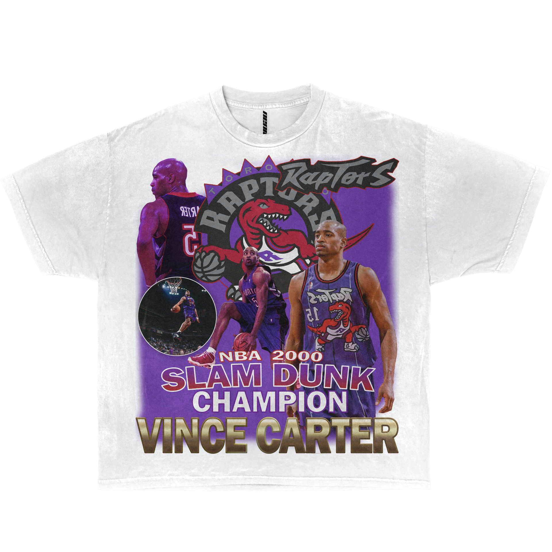 NBA 2000 Vince Carter Slam Dunk Champion Boxy Vintage Graphic Basketball Tee Streetwear Y2K