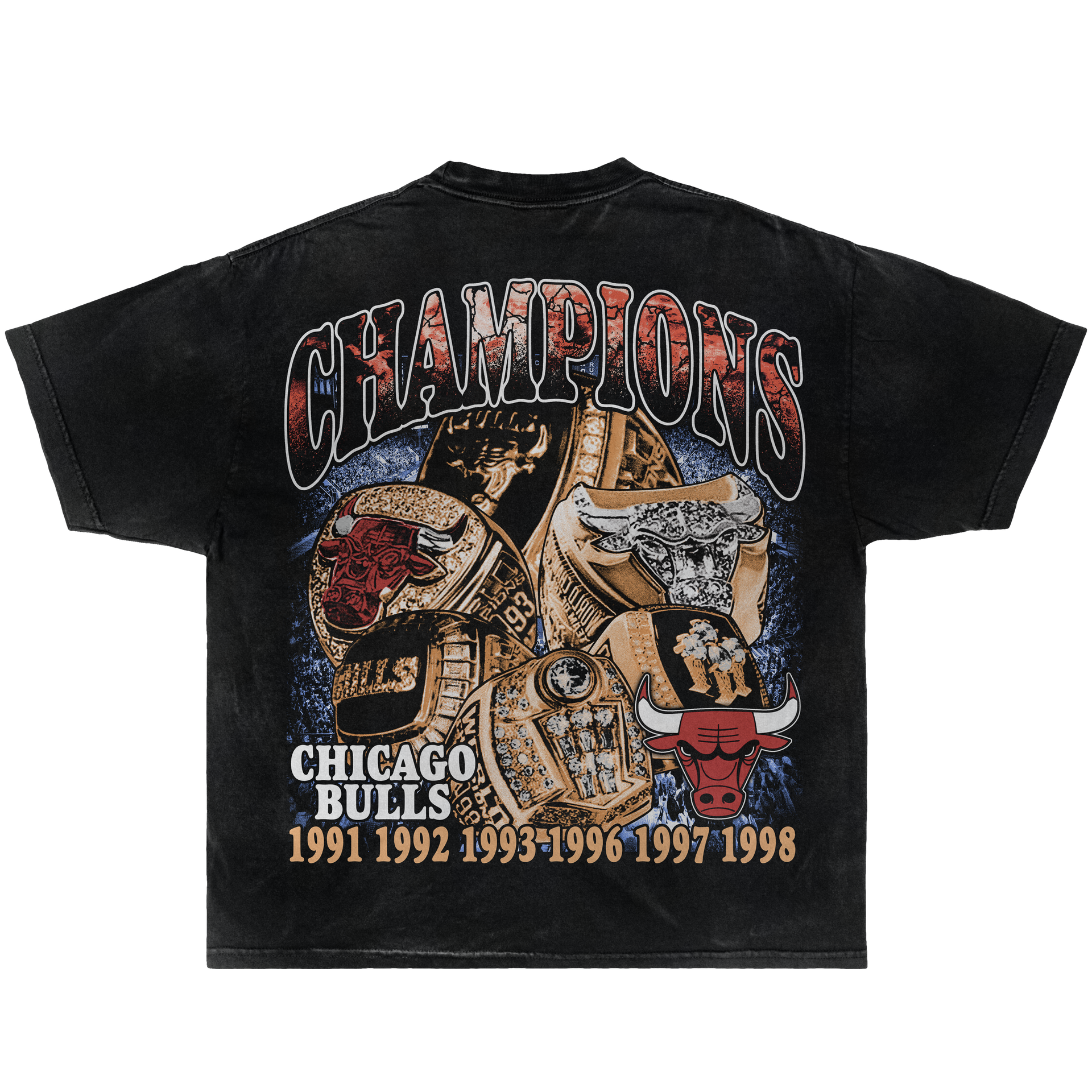 Chicago Bulls 6x NBA World Champions Boxy Vintage Graphic Basketball Tee Streetwear Y2K