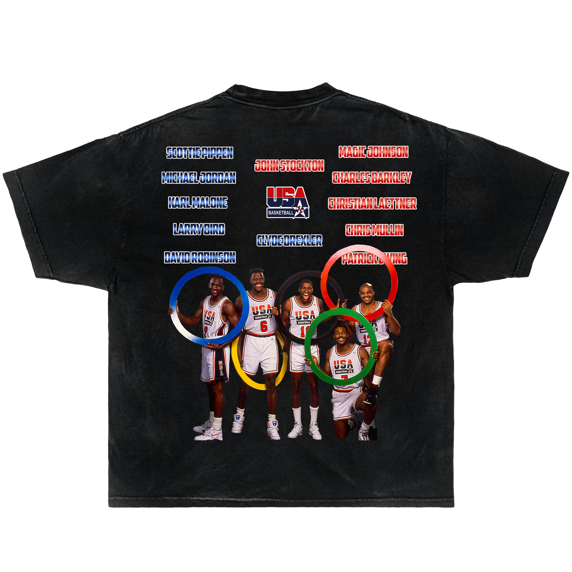 NBA Dream Team Photoshoot USA 1992 Boxy Vintage Graphic Basketball Tee Streetwear Y2K