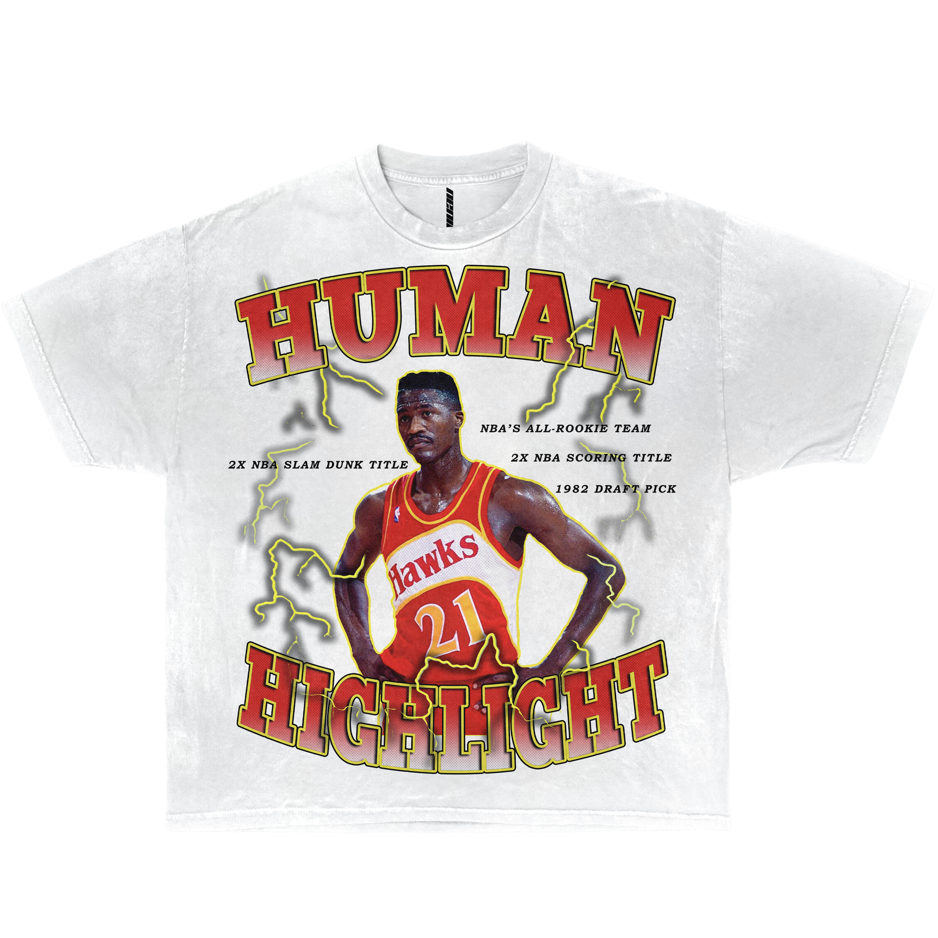 Dominque Wilkins Career Awards Human Highlights Boxy Vintage Graphic Basketball Tee Streetwear Y2K